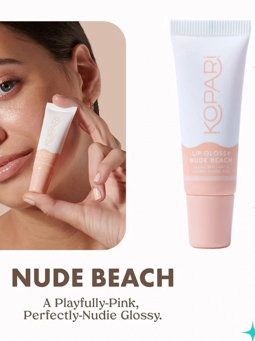 Kopari Nude Beach Lip Glossy - Sheer Peachy Nude New FullSz